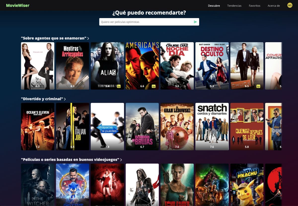 Moviewiser: una IA que te recomienda películas y series según tus gustos o tu estado de ánimo